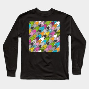 Houndstooth  Geometric Popart Doodle Long Sleeve T-Shirt